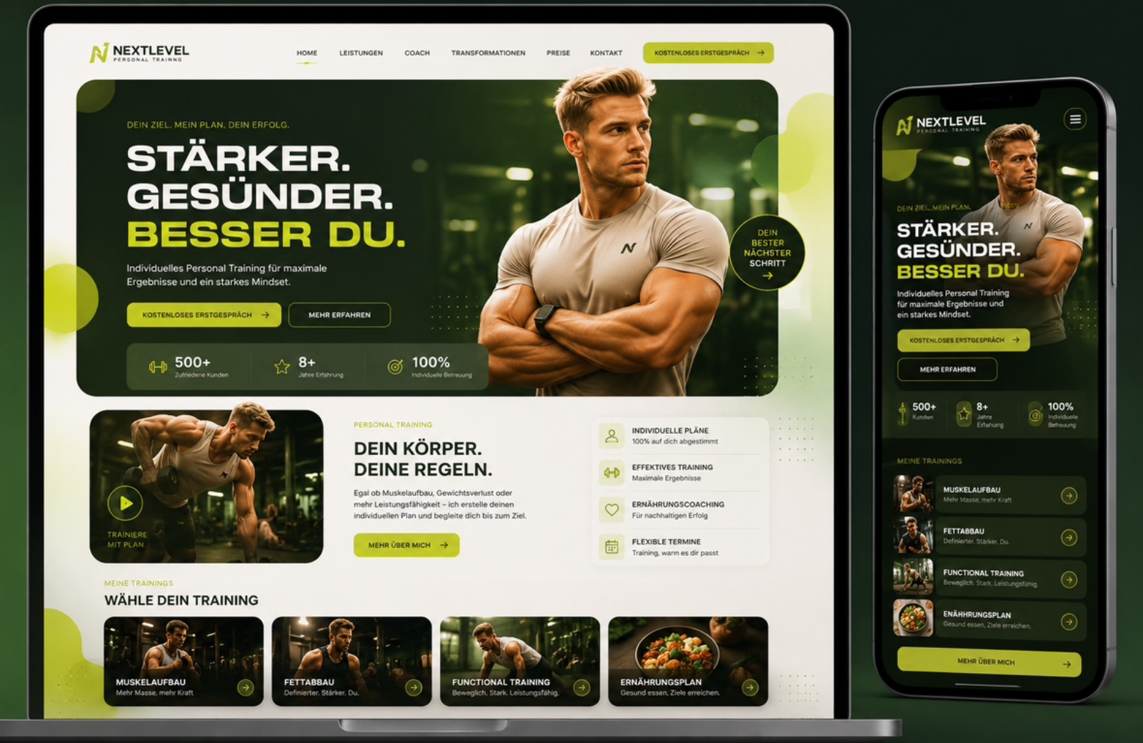 Webdesign Beispiel – Fitness grün